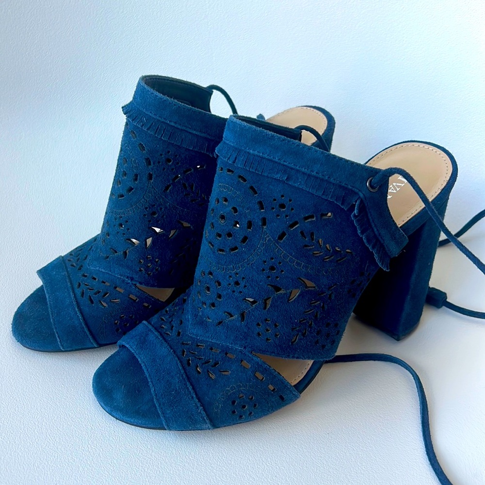 Ankle wrap around mules